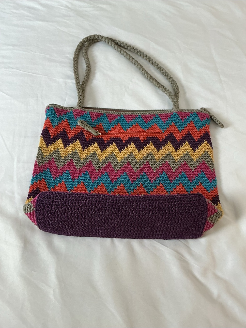 The Sak Multicolor Zigzag Crochet Tote with Purple Base - Picture 2 of 15